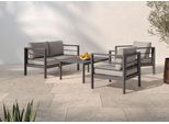 Gartenlounge-Set KONIFERA "»New Jersey«", schwarz (schwarz, dunkelgrau), Aluminium, Sitzmöbel-Sets, Gartenlounge-Set, Tischplatte aus Nonwood