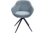 Drehstuhl K+W KOMFORT & WOHNEN "ZOOM", blau (lightblau 52), B:60cm H:83cm T:57cm, Stühle, Drehstuhl, 4-Fuß Drehstuhl mit Gestell aus Metall schwarz Struktur