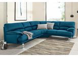 Ecksofa TRENDMANUFAKTUR "Cecilia II, in italienischen Design, bequem, hoher Sitzkomfort, L-Form", blau (petrol), B:280cm H:87cm T:240cm, Microfaser Vintage (100% Polyester);Struktur (100% Polyester);Struktur fein (100% Polyester), Sofas, Ecksofa, extrabreite Armlehnen für noch mehr Sitzkomfort