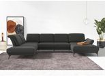 Wohnlandschaft SIT & MORE "Coco U-Form", grau (anthrazit), B:382cm H:88cm T:242cm, 95% Polyester, 5% Polyamid, Sofas, Wohnlandschaft, Sitztiefen-, Arm- und Kopfteilverstellung, Cord-Bezug, Fußhöhe 15 cm