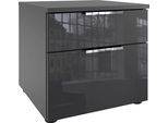 Nachtkommode WIMEX "Level36 C by fresh to go", grau (graphit, glas grau), B:41cm H:39cm T:41cm, Holzwerkstoff, Sideboards, Nachtkommode, Nachttisch mit Glaselementen auf der Front, soft-close Funktion