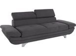 Polstergarnitur COTTA "Enterprise", grau, Struktur fein,mit Kopfteilverstellung,mit Armteilverstellung, Sitzmöbel-Sets, Polstergarnitur, Set bestehend aus 2,5-Sitzer mit Arm- & Kopfteilverstellung & Hocker