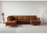 Wohnlandschaft SIT & MORE "Göteborg", braun (cognac), B:327cm H:90cm T:226cm, Sofas, Wohnlandschaft, inkl. Sitztiefenverstellung, wahlweise mit Bettfunktion & Bettkasten