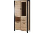 Vitrine HOME AFFAIRE "Aktiv", braun (taurus, schwarz mat), B:100cm H:200cm T:40,5cm, Dekorfolie, FSC-zertifizierter Holzwerkstoff, MDF, Schränke, Vitrine