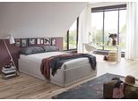 Polsterbett "Texel", beige, B:146cm H:42cm L:206cm, Bezug Bett: Veloursstoff 100% Polyester;Bonnell-Federkernmatratze: 51% Polypropylen, 39% Polyester und 10% Baumwolle;Kaltschaummatratze: 100% Polyester, Bezug abnehm- und waschbar bis 60C;Kissenbezug: 100% Polyester, Füllung : 100% Polyester (Hohlfaser), WESTFALIA SCHLAFKOMFORT, Betten, Polsterbett, Komforthöhe mit Zierkissen, Bettkasten bei Ausf