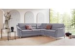 Ecksofa HOME AFFAIRE "Cardoso L-Form", grau, B:260cm H:90cm T:230cm, Luxus-Microfaser ALTARA NUBUCK (100% Polyester);Luxus-Microfaser weich (90% Polyester, 10% Polyamid);Struktur (52%Polyester, 35% Acryl, 13%Cotton);Luxus-Microfaser Lederoptik (100% Polyester), Sofas, Ecksofa, mit Trapezecke für mehr Sitzkomfort, wahlweise auch mit Bettfunktion