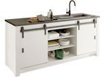 Spülenschrank HOME AFFAIRE "Sherwood", weiß (pinie weiß dekor), B:201cm H:93cm T:64cm, Holzwerkstoff, Schränke, Spülenschrank, Breite 201 cm, mit Scheunentorbeschlag aus Metall