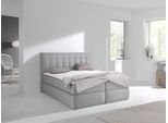 Boxspringbett HOME AFFAIRE "Sagres", grau, B:175cm L:210cm, Feinstruktur(100% Polyester);Bezug der Spiegelfläche Matratzendrell aus 100% Polyester, Komplettbetten, Boxspringbett, Kopfteil mit 2farbiger Flatterbiese und zweifarbigen Knöpfen