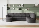 Wohnlandschaft DOMO COLLECTION "Pegnitz, zeitlos&modern, elegante Rückensteppung, Breite 292cm, U-Form", braun (schlamm), B:292cm H:82cm T:180cm, 100% Polyester, Sofas, Wohnlandschaft, wahlweise mit Bettfunktion