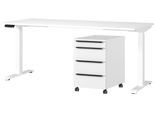 Büromöbel-Set GERMANIA "Mailand, inkl. Schreibtisch (elektr. höhenverstellbar) & Rollcontainer", weiß, B:180cm H:75,05cm T:80cm, Holzwerkstoff, Metall, Arbeitsmöbel-Sets, Büromöbel-Set, Breitenvariante wählbar (140-180 cm), Made in Germany
