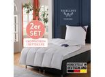 Daunenbettdecke + 3-Kammer-Kopfkissen EXCELLENT "Venedig, 2-tlg, hergestellt in Deutschland, verschiedene Größen", weiß, B/L: 155cm x 220cm Anzahl Teile 1, B/L: 80cm x 80cm Anzahl Teile 1, Bezug: Baumwolle Füllung: Entendaune/-feder, normal, Bettdecken Bezug: 100% Baumwolle. Kopfkissen Bezug: 100% Baumwolle. Bettdecken Füllung: 90% Daunen, 10% Federn. Füllung Außenkammer: 90% Daunen, 10% Federn. F