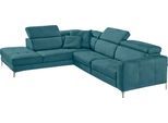 Ecksofa EGOITALIANO "Matt, hoher Sitzkomfort und aufwendige Detailverarbeitung, L-Form", blau (teal), B:285cm H:100cm T:221cm, Sofas, Ecksofa, mit Ottomane, inkl. verstellbarer Kopfteile zum Relaxen
