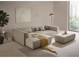 Ecksofa "PIARA XXL, L-Form, Schlaffunktion, Cord, Leinenoptik o. Strukturstoff", beige (greige), B:288cm H:66cm T:198cm, 100% Polyester, LEGER HOME BY LENA GERCKE, Sofas, Ecksofa, Hocker stellbar zum Schlafsofa (Krokodilverbinder), tiefe Sitzfläche