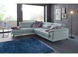 Ecksofa SIT & MORE "Percy L-Form", blau (aqua), B:270cm H:80cm T:235cm, Sofas, Ecksofa, 15 cm Fußhöhe, Sitztiefenverstellung, wahlweise in 2 Fußfarben