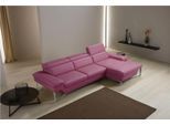Ecksofa EGOITALIANO "Princess, elegantes Designsofa mit erstklassigem Sitzkomfort, L-Form", lila (violett), B:282cm H:95cm T:168cm, Leder NUVOLE (Echtes Rindsleder). Halbnatürliches, halbnarbiges Rindsleder mit einer natürlichen Körnung von 1, 2 bis 1, 4 mm. Dieses Leder hat eine weiche, wachsartige Haptik mit mattem Aussehen und einem Wolkeneffekt. Es handelt sich um ein Naturleder, das die urspr