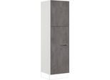 Seitenschrank IMPULS KÜCHEN "Prag", Breite/Höhe: 60/205,1 cm", grau (beton, optik schiefer dunkelgrau), B:60cm H:205,1cm T:57,6cm, Dekorfolie, Holzwerkstoff, Schränke, Seitenschrank, vormontiert, mit Drehtür