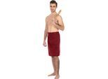 Sarong FRAMSOHN FROTTIER "Saunakilt Herren", rot (bordeaux), L:60cm, Frottier, Hausmäntel, Sarong, hergestellt in Österreich, Dehnbund & Druckknöpfe variabel verstellbar