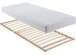 Polsterbett, grau, B:125cm L:212cm, Bezug Bett: Mikrofaser (100% Polyester);Bonnell-Federkernmatratze: Mischgewebe (51% Polyprophlen, 39% Polyester, 10% Baumwolle);Kaltschaummatratze: Frottee (100% Polyester), Bezug abnehm- und waschbar bis 60C, WESTFALIA SCHLAFKOMFORT, Betten, Polsterbett, mit Bettkasten
