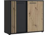 Kommode FORTE "Cardigan", schwarz (schwarz, artisan eiche), B:95,8cm H:82,3cm T:34,4cm, Holzwerkstoff, Sideboards, Kommode, Kommode, 2 farbig, Stauraum, Einlegeböden, Soft Close