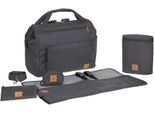 Wickeltasche LÄSSIG "Glam, Goldie Twin, Backpack Anthracite", Baby, Gr. B/H/T: 40cm x 33cm x 18cm, grau (anthrazit), Polyester, Taschen Wickeltasche, PETA-approved vegan