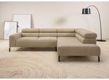 Ecksofa HOME AFFAIRE "Antonelli, L-Form, inkl. Kopfteilverstellung, Breite 276 cm", beige (sand), B:276cm H:71cm T:219cm, 95% Polyester, 5% Nylon, Sofas, Ecksofa, ohne Sitztiefenverstellung, in Feincord, sand