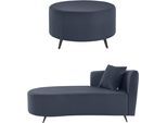 Recamiere HOME AFFAIRE "Hulby", blau (dunkelblau), B:182cm H:82cm T:90cm, 100% Polyester, Sofas, Recamiere, wahlweise mit und ohne Hocker und Armlehne links oder rechts