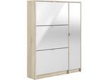 Schuhschrank INOSIGN "Shoes Schuhaufbewahrung, Schuhkommode, Schuhregal", weiß (eichefarben, hochglanz weiß), B:98,8cm H:123,6cm T:24,05cm, FSC-zertifizierter Holzwerkstoff, Schränke, Schuhschrank, mit 3 Klappen, 2 Böden und 1 Tür, Breite99 cm, Höhe 123 cm