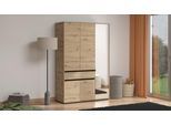 Kleiderschrank INOSIGN "Corbett, grifflose Optik, FSC-zertifziert, Made in Europe", braun (artisan eiche), B:138cm H:211cm T:54,5cm, FSC-zertifizierter Holzwerkstoff, Schränke, Kleiderschrank, mit Spiegel, 1 Schublade und Innenausstattung