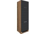 Kühlumbauschrank KOCHSTATION "KS-Luhe", grau (grau matt, wotaneichefarben), B:60cm H:200cm T:60cm, MDF, Schränke, Kühlumbauschrank, 60 cm breit, hochwertige MDF-Fronten mit waagerechter Lisene