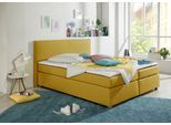 Boxspringbett HOME AFFAIRE "Eliana", gelb (curry), B:207cm L:230cm, Komplettbetten, Boxspringbett, inkl. Topper, in 4 Breiten, 3 Matratzenarten und 2 Härtegraden