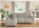 Ecksofa HOME AFFAIRE "Boston L-Form", beige (natur), B:254cm T:170cm, Struktur (100% Polyester);Luxus-Microfaser Florence (100% Polyester);Chenille (100% Polyester);NaturLEDER (reines Rindsleder), Sofas, Ecksofa, Kopfteilverstellung an jeder Sitzfläche, wahlweise Relaxfunktion
