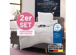 Daunenbettdecke + 3-Kammer-Kopfkissen SPESSARTTRAUM "Exklusiv, 2-tlg, hergestellt in Deutschland, made in Germany, Set", weiß, B/L: 155cm x 220cm Anzahl Teile 1, B/L: 80cm x 80cm Anzahl Teile 1, Bezug: Baumwolle Füllung: Entendaune/-feder, normal, Bettdecken Bezug: 100% Baumwolle. Kopfkissen Bezug: 100% Baumwolle. Bettdecken Füllung: 100% Daunen. Kopfkissen Füllung: 90% Daunen, 10% Federn, Bettwar