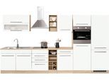 Küchenzeile KOCHSTATION "KS-Eton", weiß (küche: weiß, korpus: eichefarben, arbeitsplatte: eichefarben), B:360cm T:60cm, Komplettküchen-Sets, Küchenzeile, ohne E-Geräte, Breite 360 cm