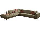 Ecksofa 3C CANDY "Enisa II, bequem und komfortabel, großes Familiensofa, L-Form", grün (oliv), B:365cm H:86cm T:322cm, 100% Polyester, Sofas, Ecksofa, incl. 3 Flatterkissen, wahlweise mit Flecken-Schutz-Bezug Easy care