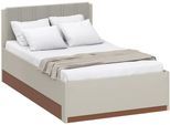 Bettgestell FORTE "Milles", beige (kashmir beige, terracotta, sand), B:125,2cm H:90,7cm L:205,2cm, Betten, Bettgestell, aufklappbarer Lattenrost und gepolstertes Kopfteil