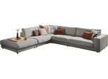 Ecksofa 3C CANDY "Enisa II, bequem und komfortabel, großes Familiensofa, L-Form", silber, B:365cm H:86cm T:322cm, 100% Polyester, Sofas, Ecksofa, incl. 3 Flatterkissen, wahlweise mit Flecken-Schutz-Bezug Easy care
