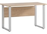 Schreibtisch SCHILDMEYER "Antero", braun (eiche hellfarben, silberfarben, eiche hellfarben), B:120cm H:73,9cm T:65cm, Tische, Schreibtisch, Breite 120 cm, stabiles Metallgestell