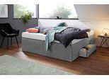 Boxspringbett, grau, B:180cm L:200cm, Bezug Bett: Feinstrukturstoff (77% Polyester, 23%Viskose) oder Microfaser (100% Polyester);Bonnellfederkernmatratze: 100%Polyester;Kaltschaummatratze: 100% Polyester, Bezug abnehm- und waschbar bis 60C, WESTFALIA SCHLAFKOMFORT, Komplettbetten, Boxspringbett, mit integrierter Schublade, frei im Raum stellbar