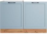 Spülenschrank KOCHSTATION "KS-Lana", blau (matt hellblau, wotaneiche), B:120cm H:82cm T:60cm, Holzwerkstoff, MDF, Schränke, Spülenschrank, Breite 120 cm