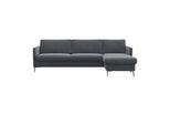 Ecksofa FLEXLUX "Fiore, super Sitzkomfort durch Kaltschaum im Sitz, L-Form", grau (soft grau), B:247cm H:85cm T:92cm, 100% Polyester, Sofas, Ecksofa, schmale Armlehnen, Füße Alu+ Eiche