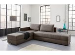 Ecksofa "LooksIII L-Form", grau (hellgrau), B:287cm T:229cm, Struktur (100% Polyester);Feinstruktur (100% Polyester), LOOKS BY WOLFGANG JOOP, Sofas, Ecksofa, durch Drehfunktion zum Bett wandelbar, inklusive Staufach