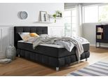 Boxspringbett HOME AFFAIRE "Salo", grau (anthrazit), B:134cm L:211cm, Struktur (100% Polyester);Bezug der Spiegelfläche Matratzendrell aus 100% Polyester;Samtoptik (100% Polyester), Komplettbetten, Boxspringbett, incl. Topper, 6 Breiten, 2 Härtegrade, TFK auch in Härtegrad 4