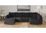 Wohnlandschaft HOME AFFAIRE "CHARRE U-Form mit Ottomane, Maße B/T/H: 310/161/81 cm", grau (anthrazit), B:310cm H:81cm T:161cm, 92% Polyester, 8% Nylon, Sofas, Wohnlandschaft, feine Steppung, lose Rücken- und Zierkissen, auch in Cord und Bouclé