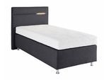 Boxspringbett, grau (strukturstoff anthrazit), mit LED-Beleuchtung, Liegefläche B/L: 100cm x 200cm, H3, 5-Zonen-Tonnentaschen-Federkernmatratze, Bezug Unterbox und Kopfteil: Strukturstoff (77% Polyester und 23% Viskose);Bezug Obermatratze 100% Polyester, waschbar bis 60C, WESTFALIA SCHLAFKOMFORT, Komplettbetten, Boxspringbett, wahlweise mit LED-Beleuchtung