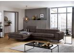 Ecksofa W.SCHILLIG "piedroo, Designsofa mit tollem Sitzkomfort, bequem, L-Form", braun (mocca s37), B:343cm H:70cm T:193cm, Stoff S37 (100% Polyester): Luxus-Microfaser in Lederoptik, Sofas, Ecksofa, Kopfteilverstellung, wahlweise mit Sitztiefenverstellung, Breite 343cm