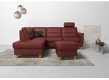 Ecksofa HOME AFFAIRE "Palmera L-Form, B: 236 cm", rot (merlot), B:236cm H:89cm T:212cm, Luxus-Microfaser (100% Polyester);Struktur (100% Polyester);Luxus-Microfaser in Lederoptik (100% Polyester), Sofas, Ecksofa, optional Bettfunktion & Bettkasten, Federkern