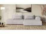 Ecksofa EXXPO - SOFA FASHION "Billund modernes Designsofa, bequem und elegant, Breite 294cm, L-Form", grau (beige), B:294cm H:71cm T:165cm, Sofas, Ecksofa, modern, L-form, Wellenfedern, inklusive 2x Nierenkissen