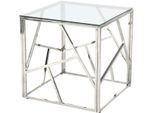 Beistelltisch SALESFEVER "Design-Beistelltisch fürs Wohnzimmer", silber (silber, silber, klar), B:55cm H:55cm T:55cm, Metall, Sicherheitsglas, Tische, Beistelltisch, Edelstahlgestell: Robust, rostfrei und stilvoll