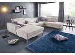 Wohnlandschaft SIT & MORE "Percy U-Form", beige (linen), B:343cm T:235cm, Sofas, Wohnlandschaft, 15 cm Fußhöhe, Sitztiefenverstellung, wahlweise in 2 Fußfarben
