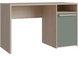 Schreibtisch FORTE "Capaia", riva eiche, salbei, eiche, eiche, B:123,6cm H:75,5cm T:52,7cm, Tische, Schreibtisch, Echtholzgriffe, verstellbarer Einlegeboden, Breite: 126 cm